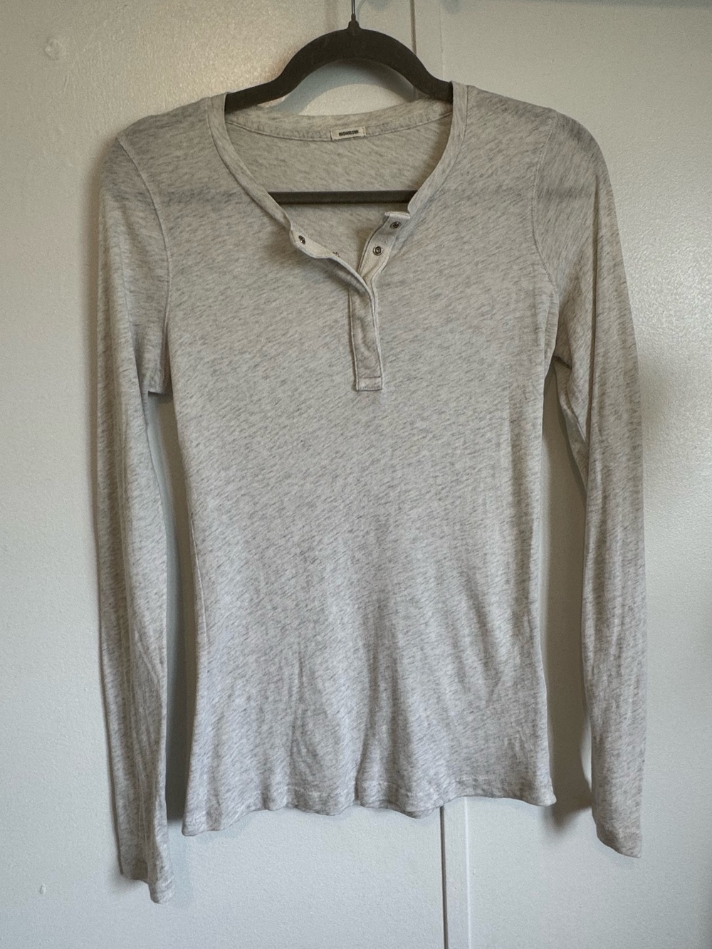 Monroe Cotton Cashmere Blend Snap Heather Gray Long-Sleeve Henley